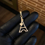 Dije Torre Eiffel Corazon 2.5gr / 3.8cm Circones Blancos Oro Amarillo