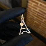 Dije Torre Eiffel Corazon 2.45gr / 3.8cm Circones Blancos Dos Oros Amarillo Blanco