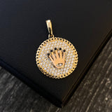 Dije Corona Medalla RX 3.55gr / 2.8cm Circones Blancos Negros Dos Oros Amarillo Rosa (Oferta)