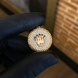 Dije Corona Medalla RX 3.55gr / 2.8cm Circones Blancos Negros Dos Oros Amarillo Rosa (Oferta)