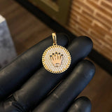 Dije Corona Medalla RX 3.55gr / 2.8cm Circones Blancos Negros Dos Oros Amarillo Rosa (Oferta)