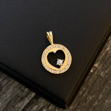 Dije Circular Corazon 1.85gr / 1.9cm Circones Blancos Oro Amarillo*