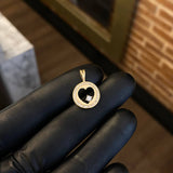 Dije Circular Corazon 1.85gr / 1.9cm Circones Blancos Oro Amarillo*