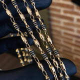 Cadena Rustica 9.75gr / 60cm / 3-4mm Lisa Caucho Negro Oro Amarillo
