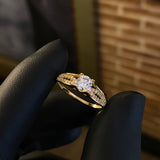 Solitario  2.0gr / T7 3/4 Anillo Circones Blancos Oro Amarillo