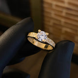 Solitario  2.85gr / T6 1/4 Anillo Circones Blancos Oro Amarillo