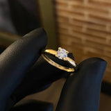 Solitario 1.9gr / T7 1/2 Anillo Circon Blanco Oro Amarillo