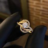 Solitario Lineas Convexas 2.65gr / T6 Anillo Circones Blancos Oro Amarillo