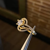 Solitario Lineas Convexas 2.65gr / T6 Anillo Circones Blancos Oro Amarillo