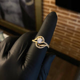 Solitario Lineas Convexas 2.65gr / T6 Anillo Circones Blancos Oro Amarillo