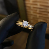 Solitario 2.85gr / T6 1/2 Anillo Circones Blancos Oro Amarillo