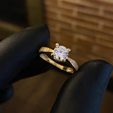 Solitario 2.4gr / T6 1/2 Anillo Circones Blancos Oro Amarillo