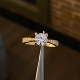 Solitario 2.4gr / T6 1/2 Anillo Circones Blancos Oro Amarillo