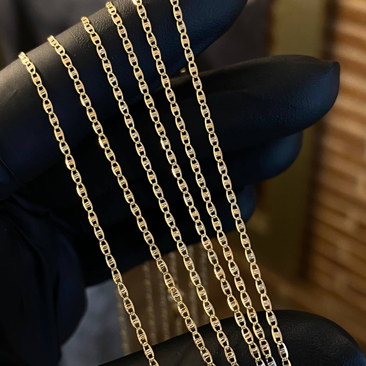 Cadena Plana 1.35gr / 45cm Diamantada Tres Oros +2