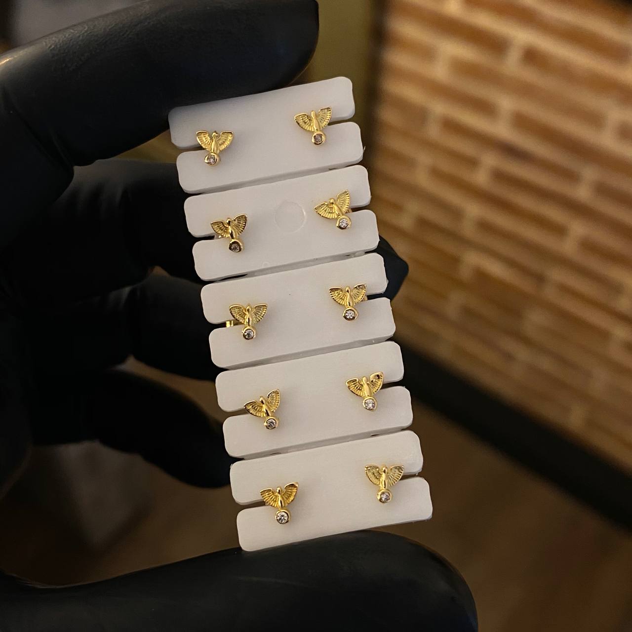 Topos Paloma Espíritu Santo 0.65gr Circon Blanco Oro Amarillo