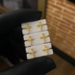 Topos Cruz 0.95gr Diamantada Circon Blanco Oro Amarillo